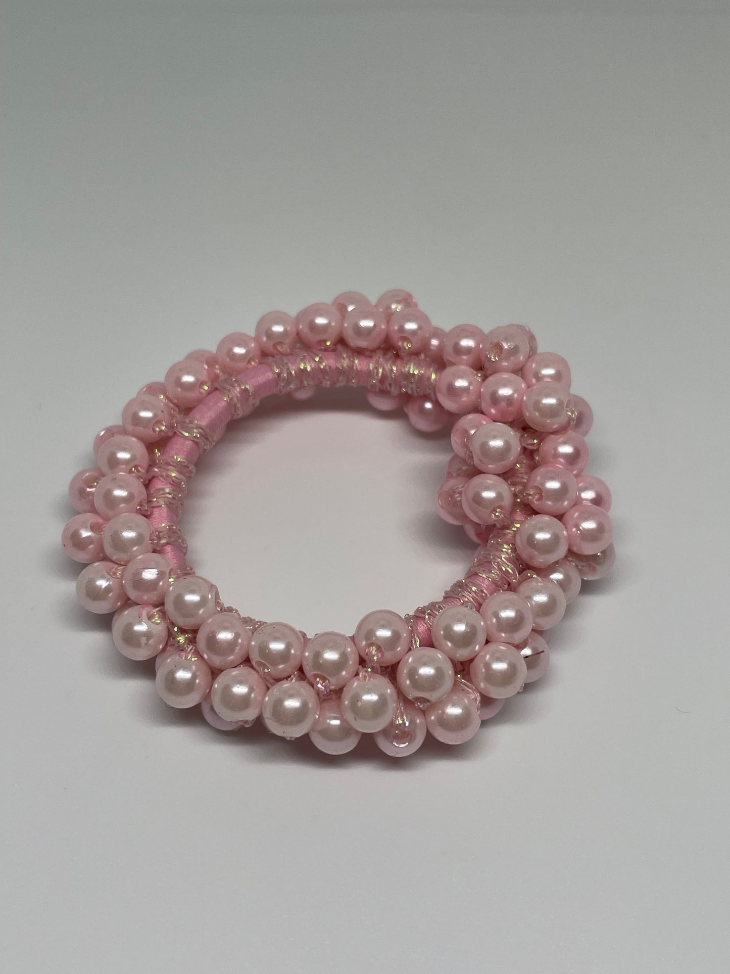 Haargummie rosa Perlen