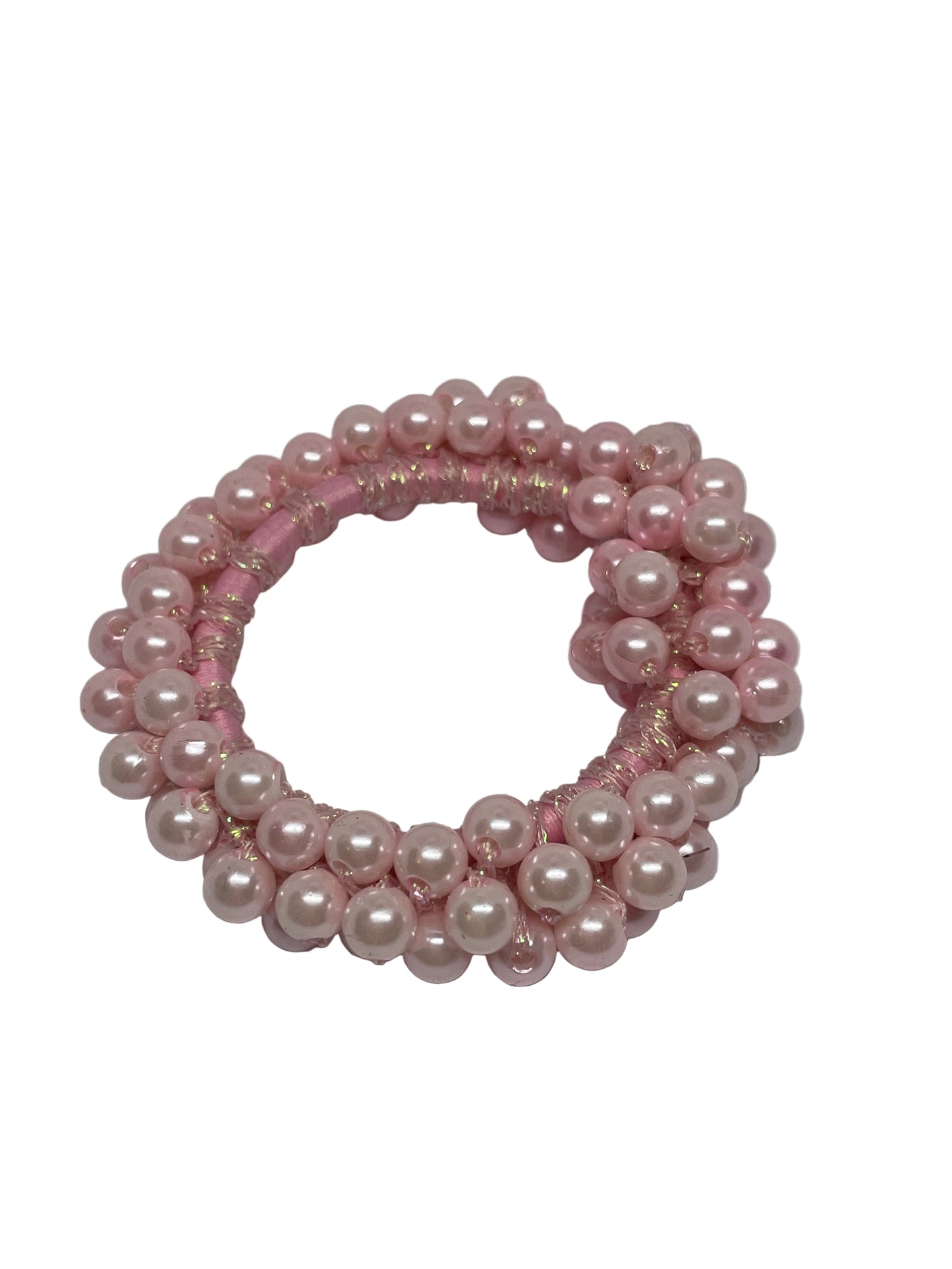 Haargummie rosa Perlen
