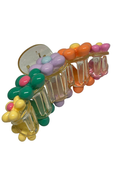 Haarklammer mit bunten Blüten