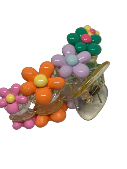 Haarklammer mit bunten Blüten