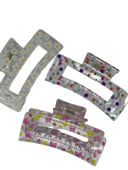 Haarklammer durchsichtig mit Design